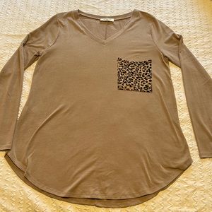 Zenana long sleeve v neck t-shirt